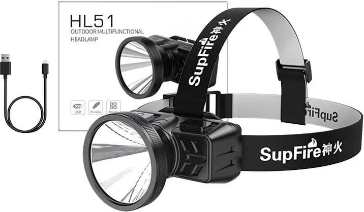 Llambë koke Superfire HL51, 160 lumen, USB, e zezë - 2
