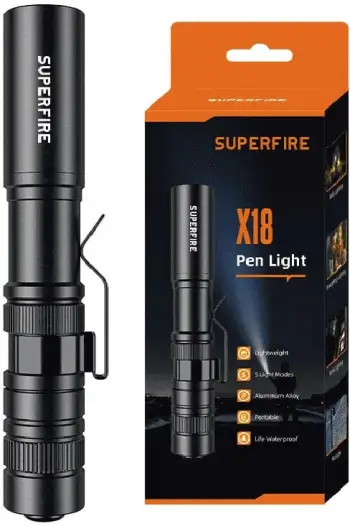 Elektrik dore Superfire X18 55 lm 5 W 5 moda rreze 38 m IPX4 1x AAA i zi