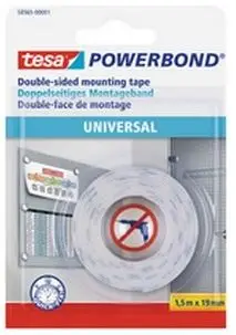 Shirit montimi universal tesa Powerbond, 19 mm x 1.5 m, i bardhë