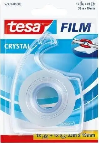 Shirit ngjitës Tesa Film Crystal, 19mm, 33m, transparent me dispenser
