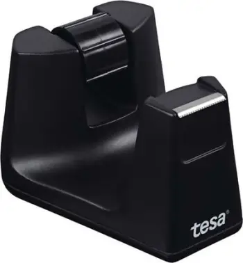 Mbajtës për ngjitës letre Tesa Easy Cut Smart 53902-00000-01, plastikë, për shirita deri 33 m x 19 mm, i zi