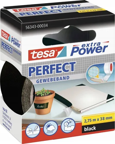 Shirit pëlhure ngjitës Tesa Extra Power Perfect, 2.75 m, 38 mm, i zi - 1