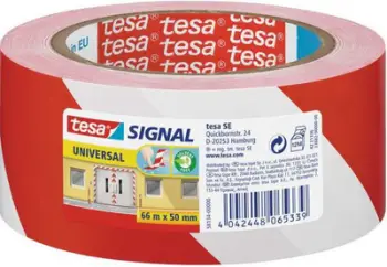 Shirit paralajmërues Tesa Signal Universal 11608A, 66m x 50 mm, i bardhë / i kuq