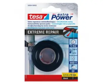 Ngjitës silikon Tesa Extreme H5606402, 2.5mm, 19mm, i zi