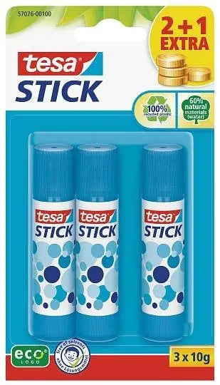 Ngjitës stik Tesa 57076-100-02, 10g, paketë 3 copë, transparent