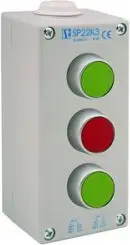 Buton i trefishtë kontrolli Spamel, NO 1R, IP65, M20, i gjelbër / kuq