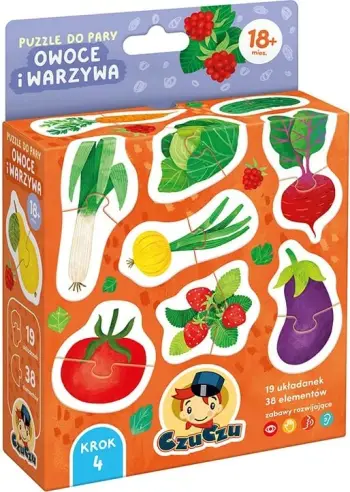 Puzzle edukativ CzuCzu Fruits and Vegetables, çifte frutash dhe perimesh, shumëngjyrësh