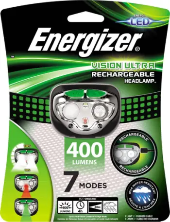 Fener koke Energizer Vision Ultra 400, 400 lumene, i rikarikueshëm, i zi