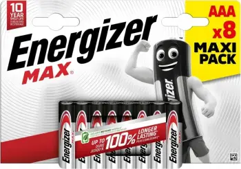 Bateri alkaline Energizer MAX AAA LR03, paketim ECO, 8 copë