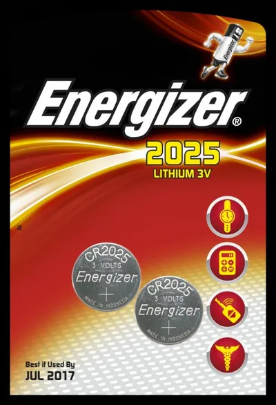 Bateri Energizer CR2025, 20 mm, 2.5 mm, litium, 3 V - 1