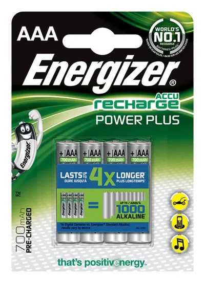 Set i baterive Energizer Power Plus AAA / R03 700mAh, 4 copë - 1