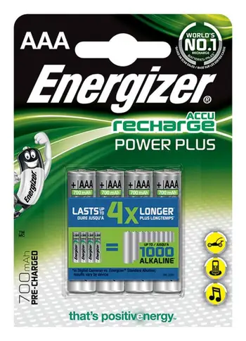 Set i baterive Energizer Power Plus AAA / R03 700mAh, 4 copë