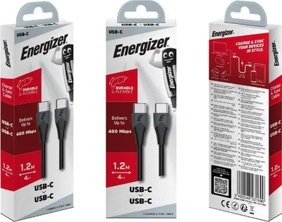 Kabëll USB Energizer USB C në USB C C611CGBK, 1.2 m, i zi - 3