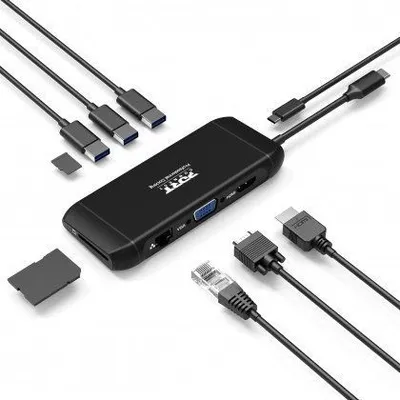 USB Hub USB-C Portdesign, 4K, 100W, 7 pajisje, e zezë - 2