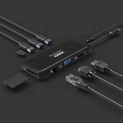 USB Hub USB-C Portdesign, 4K, 100W, 7 pajisje, e zezë - 3