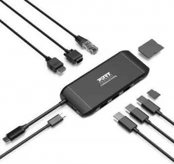 USB Hub USB-C Portdesign, 4K, 100W, 7 pajisje, e zezë