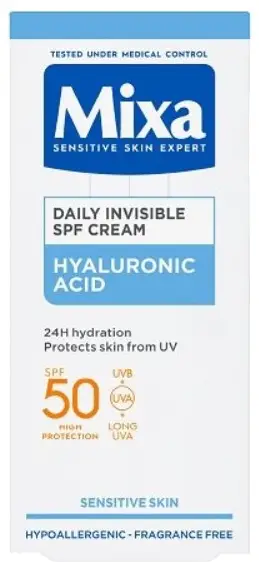 Krem hidratues për fytyrë Mixa SPF 50 (Daily Invisible SPF Cream), 50 ml