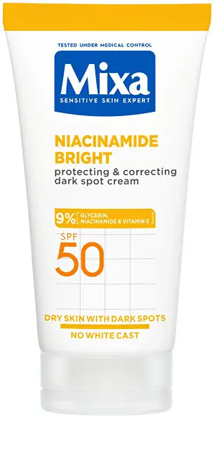 Krem Mbrojtës dhe Korrektues për Njollat e Errëta SPF 50 Niacinamide Bright Mixa, 50 ml
