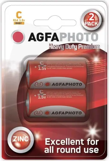 Bateri AgfaPhoto Heavy Duty R14, 2 copë, zink