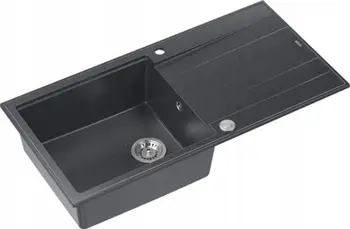 Lavabo kuzhine Deante GraniteQ EVAN 111, granit, me tharëse, black diamond me elemente çeliku