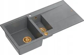 Lavaman kuzhine Deante GraniteQ Evan 156, 1.5 kazan, 1000x500mm, gri silver stone me elemente bakri