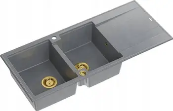 Lavabo kuzhine Quadron GraniteQ EVAN 121, 2 vazo, 1160x500mm, silver stone me elemente ari