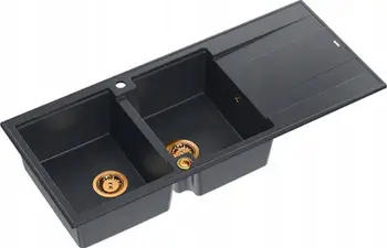 Lavabo kuzhine GranitQ EVAN 121, 2 pjata, 1160x500x210 mm, Black Diamond me elemente bakri