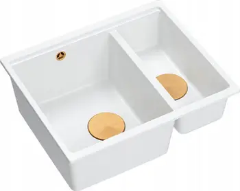 Lavabo kuzhine Quadron Logan 150, granite, 56 x 46 x 22 cm, 1.5 kazan, e bardhë bakër