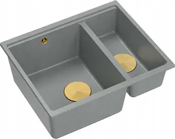 Lavaman kuzhine QUADRON LOGAN 150, 1.5 legen, granit, gri me GOLD PVD