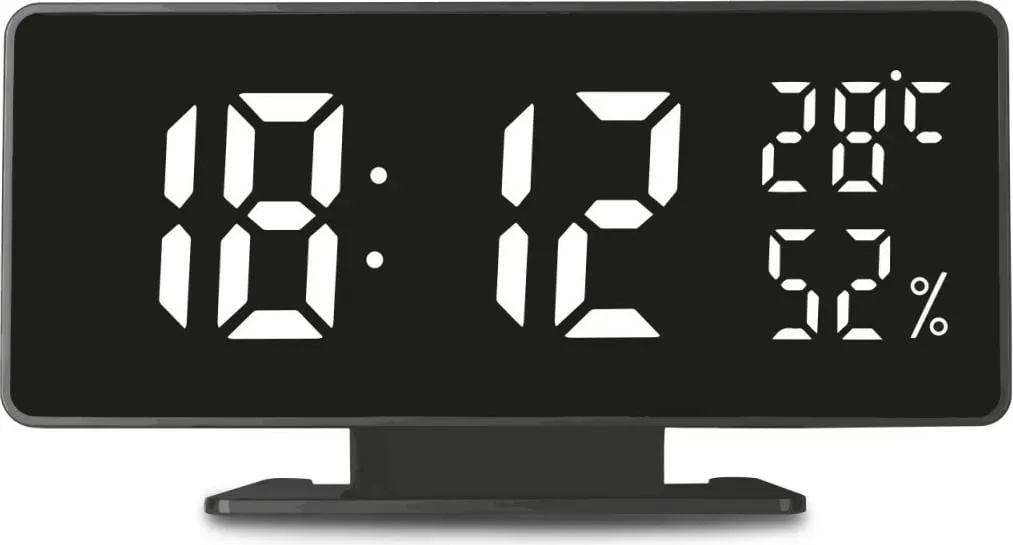 Orë alarmi Greenblue GB395, LED dixhitale, temperaturë dhe lagështi, e zezë - 1