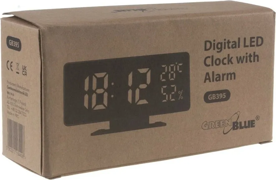 Orë alarmi Greenblue GB395, LED dixhitale, temperaturë dhe lagështi, e zezë - 5