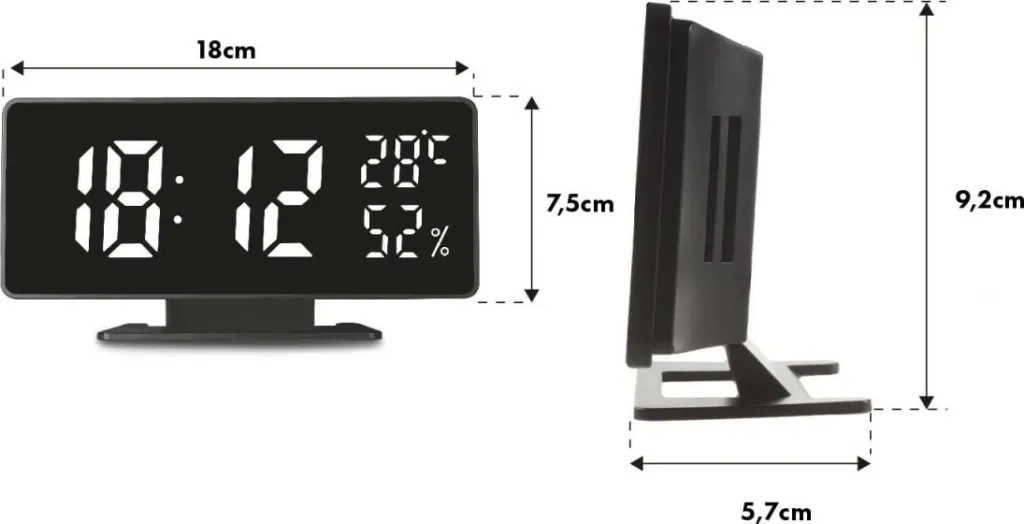 Orë alarmi Greenblue GB395, LED dixhitale, temperaturë dhe lagështi, e zezë - 6