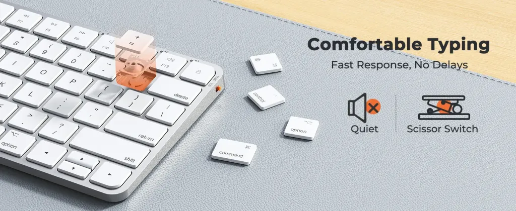 Tastierë Wireless Dual-Mode Meetion C210 (2.4GHz + Bluetooth) për Mac & Windows , White - 5
