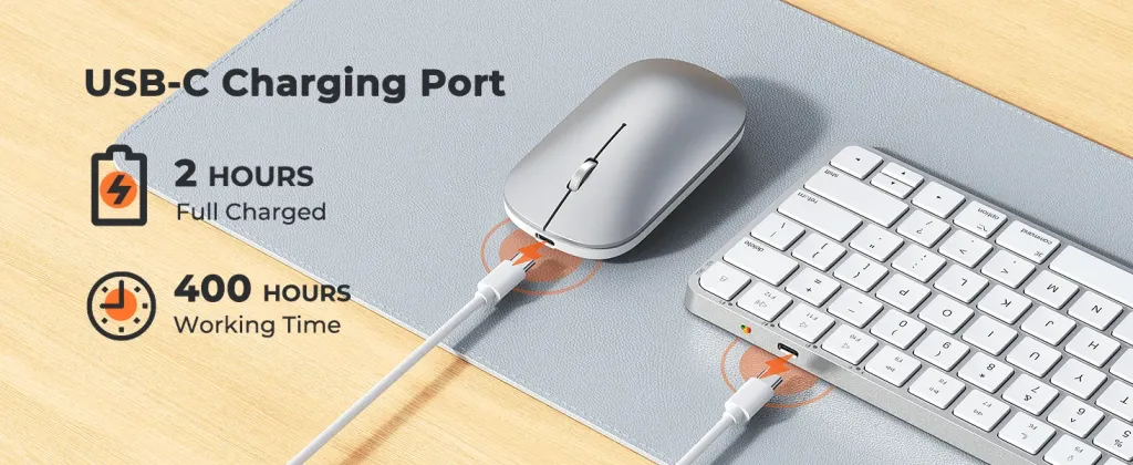 Tastierë Wireless Dual-Mode Meetion C210 (2.4GHz + Bluetooth) për Mac & Windows , White - 6