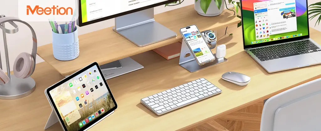 Tastierë Wireless Dual-Mode Meetion C210 (2.4GHz + Bluetooth) për Mac & Windows , White - 8