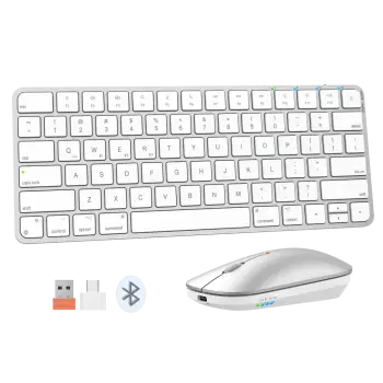 Tastierë Wireless Dual-Mode Meetion C210 (2.4GHz + Bluetooth) për Mac & Windows , White