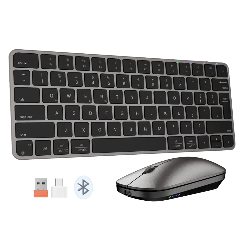 Tastierë Wireless Dual-Mode Meetion C210 (2.4GHz + Bluetooth) për Mac & Windows , Space Grey - 1
