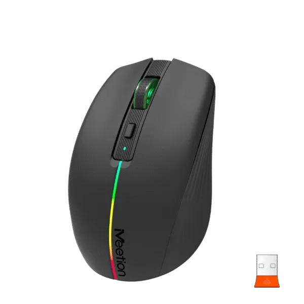 Maus pa Kabllo Meetion BTM002 Dual Mode Black / 2.4G / Bluetooth / USB Type-C / e zezë - 2