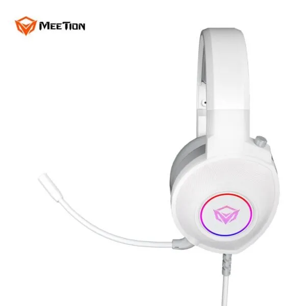 Kufje Gaming Meetion HP012 Virtual 7.1 Surround / RGB / USB / e bardhë - 4