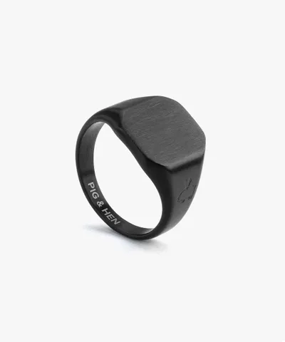 Pig & Hen SIGNET RING 16 MM CLASSIC - BLACK - 63 - 1