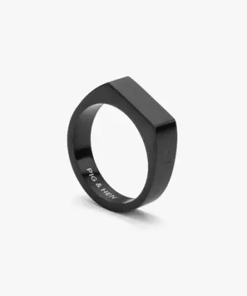 Pig & Hen SIGNET RING 6 MM SLIM - BLACK - 63