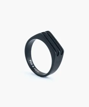 Pig & Hen SIGNET RING 7 MM ROPE - BLACK