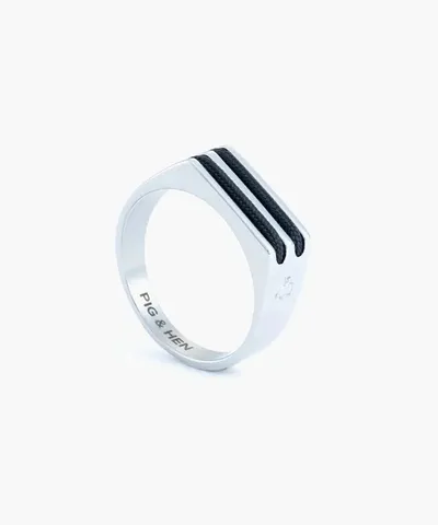 Pig & Hen SIGNET RING 7MM ROPE - NAVY - 1