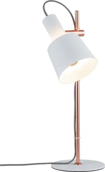 Lampë tavoline Paulmann Neordic Haldar, E14, 20W, e bardhë bakër matte