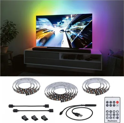 Shirit LED Paulmann 78882, për TV 75", RGB Dynamic Rainbow, USB, i zi - 2