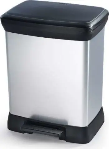 Shportë mbeturinash Curver (CEN-65707), 28 L, e argjendtë/zezë