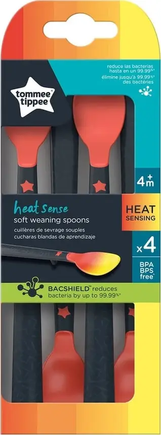 Lugë me sensor nxehtësie Tommee Tippee Heat Sense Spoon, 4 copë