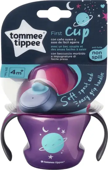 Kupë për foshnje Tommee Tippee First Cup me doreza, 150ml, e purpurt