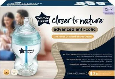 Set biberonësh Tommee Tippee Advanced Anti-Colic, 3x260 ml, transparent - 1