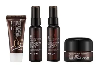 Set Mizon Snail Deluxe, shkumë pastruese 30 ml + tonik 50 ml + esencë 50 ml + krem rigjenerues 15 ml